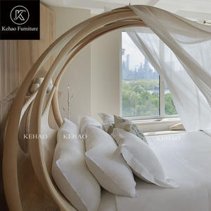 Meubles de chambre à coucher en bois fabriqués à la main haut de gamme Nature Original Bed Villa Luxury Romantic Gorgeous Elegant Curvy Art Deco Beds - Product Image 2
