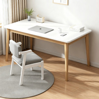 Bureau d'ordinateur - Bureau d'étude et de travail pour étudiant, table rectangulaire simple avec pieds en bois massif, bureau de chambre à coucher.