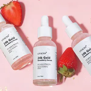 Private Label 24K Gold Strawberry Skin Brightening Whitening Anti Aging Wrinkle Face Serum