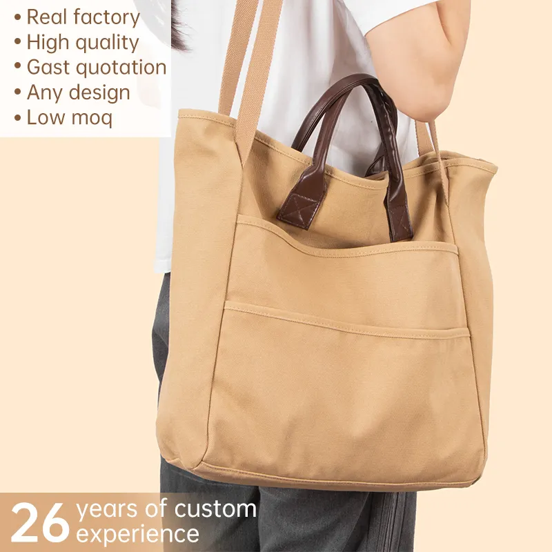 Unisex Accept Customization Vintage Bag Travel Cotton Canvas Tote Bag Handbags For Women's Men's Sling Messenger Shoulder Bag