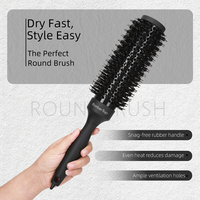Brosse à cheveux professionnelle de salon à pointe pointue, à poils roulants, à poignée longue antidérapante et ventilée