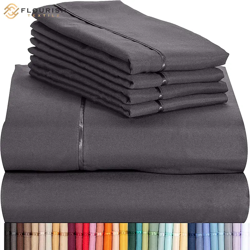 Flourish OEM/ODM personnalisable en gros reine roi fil compte coton pur sabanas draps ensembles de literie