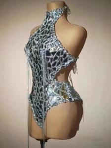 Body Argentato Scintillante, Outfit Sexy con Paillettes a Specchio, Abbigliamento per Ballerine, Feste di Compleanno, Serate, Spettacoli e Performance sul Palco - Product Image 2