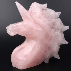 Venta al por Mayor de Tallados de Gemas de Cristal Natural, Hermoso Unicornio de Cristal de Cuarzo Rosa con Propiedades Curativas - Product Image 1