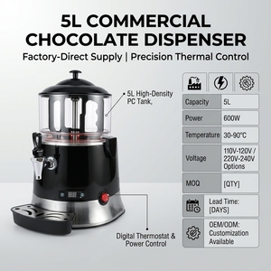 Distributeur automatique de chocolat chaud commercial noir de 5 L, machine à réchauffer le lait, le thé, le café et la crème pour la restauration et les bars - Product Image 4