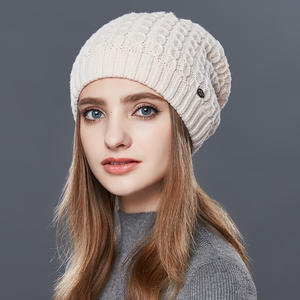 Chapeaux d'hiver à pompons en fourrure pour femmes <span class=keywords><strong>Bonnet</strong></span> chaud en crochet Chapeau de ski personnalisé Baggy Chunky Skull - Product Image 6