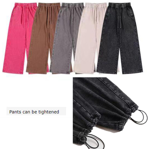 Ensemble <span class=keywords><strong>sweat</strong></span> à capuche et pantalon de survêtement streetwear avec logo imprimé personnalisé, coupe ample, zippé, vintage, double couche, délavé à l'acide, effet soleil et vieilli - Product Image 3