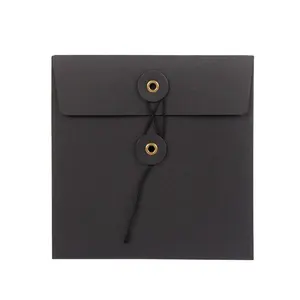 Luxury Black Color DL Size Business Envelope DL Size Business Envelope with String and Button Closure