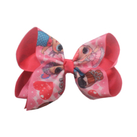 Nouveaux nœuds et pinces à cheveux en ruban gros-grain imprimé de 7 et 5 pouces pour petites filles, idéaux pour les fêtes, emballage carton, vente en gros