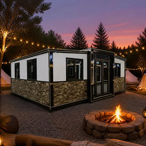 Casa Prefabricada de Lujo Expandible con Base de Mármol Blanco, Puerta Doble de Vidrio, Cabaña Ecológica Panorámica para Resort - Product Image 1