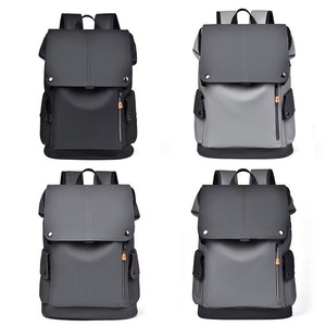 Laptop <b>Backpack</b> Large Capacity With Usb Port And Earphone Hole For Travel Work Unisex Black Gray Solid Color - Product Image 4