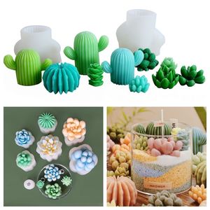 ワックスの香りのキャンドルソープケーキデコレーション作りのためのHY多肉植物シリコンモールド3D植物フラワーレジンモールド - Product Image 4