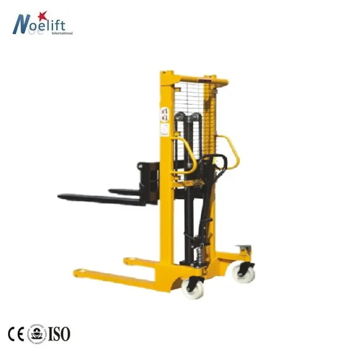 Walk Manual Hand Wide Customized Leg Pallet Stacker Jual Material Handling Pallet Lifter Price