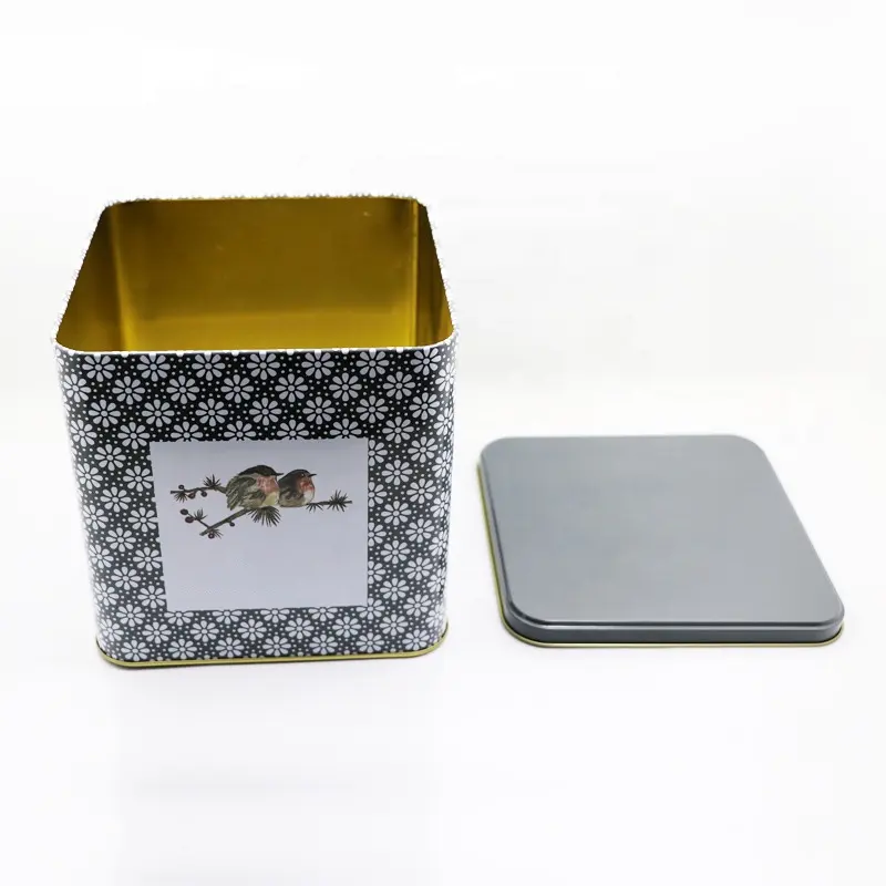 Luxus Lebensmittel Tee Verpackung Metall Blechdose Box/Black Square Tee behälter Dose/Golden Tea Candy Glas Blechdose