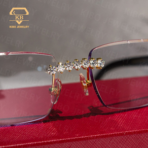 Hip hop rapper kính 40 con trỏ moissanite tùy chỉnh mạ vàng kim cương cắt ống kính moissanite Kính mát - Product Image 2