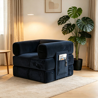 Canapé convertible en velours côtelé, fauteuil-lit pliable, canapé-lit simple avec poche de rangement latérale pour appartement, petit espace