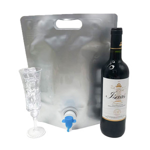 1L-5L Aluminum Packaging Bag <b>Leak</b>-proof Air Barrier Bag With Double Bottom Stand Up Pouch With Valve <b>For</b> Wine Beverage - Product Image 1