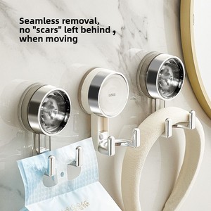 Gancio a ventosa sottovuoto senza foratura, adesivo senza tracce per bagno e <span class=keywords><strong>cucina</strong></span>, appendiabiti resistente, stile lusso leggero, in ABS. - Product Image 5