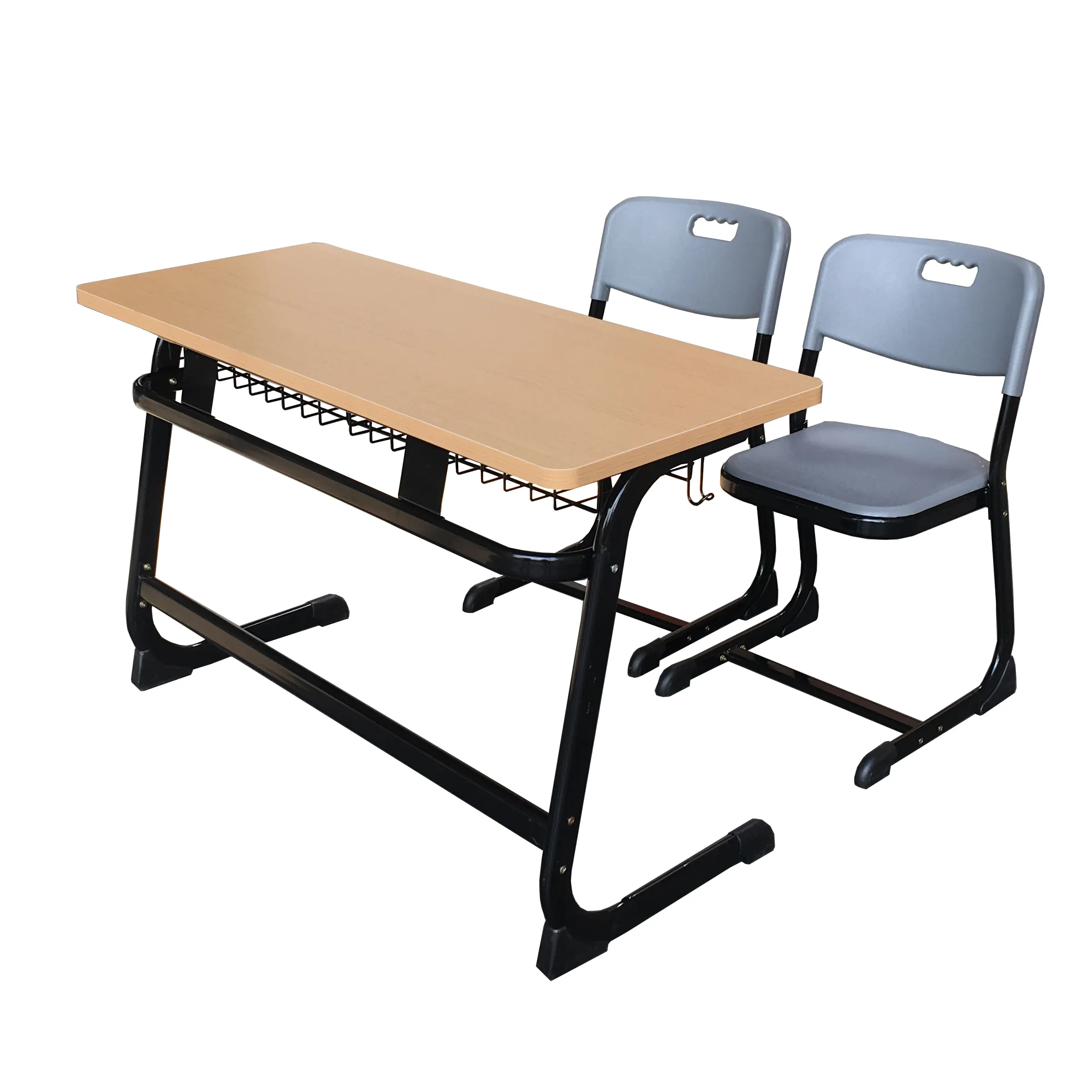समायोज्य उच्च स्कूल डबल 2 सीट फर्नीचर छात्र डेस्क दोहरी टेबल बेंच और डेस्क और कुर्सी संयुक्त