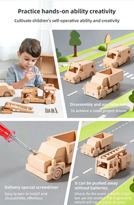 Jouet éducatif en <span class=keywords><strong>bois</strong></span> à assembler soi-même, voiture en <span class=keywords><strong>bois</strong></span> massif, 5 styles, jouet artisanal facile à manipuler pour inspirer la créativité - Product Image 3
