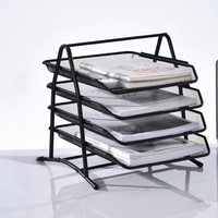 Organisateur de bureau en métal à 4 niveaux Boying - Porte-documents pour papier A4 et lettres, pour le rangement sur le bureau (Modèle