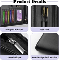 Porte-documents en cuir avec organiseur, bloc-notes 25 pages, pochette pour tablette 13 pouces, dossier professionnel zippé pour documents