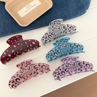 CHUJIAN Pinces à cheveux en acrylique imprimé léopard, très vendues, avec logo estampé or de luxe, pinces requin pour cheveux épais