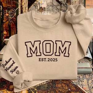 Personalized Mom <b>Sweatshirt</b> Embroidered Long Sleeve Crew <b>Neck</b> Cotton Blend Pullover for <b>Women</b> - Product Image 3