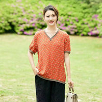 3.5 Dollar modèle WYF010 décontracté hauts été grande taille bureau uniforme en gros col rond élégant Blouses chemises et chemisiers pour dame