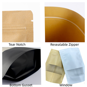Sachet refermable personnalisé AG pour bœuf séché brun, en papier kraft de qualité alimentaire, pochette d'emballage verticale avec fenêtre transparente - Product Image 4