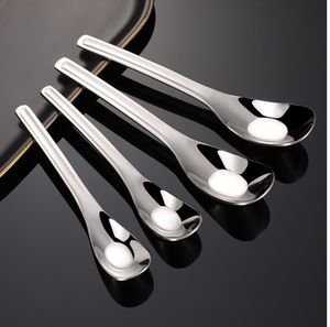 Cuillère à soupe classique à fond plat à long manche en acier inoxydable de haute qualité SU 316L SUS 304 grande capacité pour bébé HPS0312 - Product Image 3