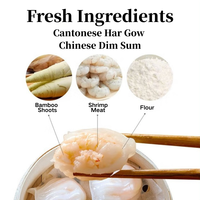 Har Gow, Dumplings de Camarón Congelados en Cristal, IQF, Pre-Esteñados, Dim Sum Cantonés, Dumplings de Camarón Hechos a Mano con Piel Delgada, Halal, Venta al Por Mayor