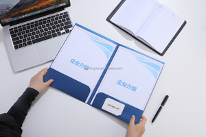 Custom A4 Presentation <strong>Folders</strong> with Business Card Slot <strong>Two</strong> <strong>Pockets</strong> Waterproof Coated Paper China Manufacture for Flyers <strong>Printing</strong> - Product Image 3