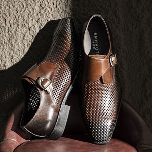 Luxurious Fashionable Men's Embroidered Pointed Toe Breathable Formal <b>Shoes</b> Comfortable Design Adjustable Buckles-wedding <b>Shoes</b> - Product Image 5