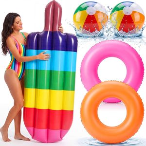 ห่วงยางสระน้ำรูปสายรุ้งขนาดใหญ่ วัสดุ PVC พร้อมวาล์วเป่าลมเร็ว สำหรับปาร์ตี้ริมชายหาด ฤดูร้อน ใช้เป็นแพลอยน้ำ ของเล่นตกแต่งสำหรับสระว่ายน้ำและชายหาด - Product Image 2