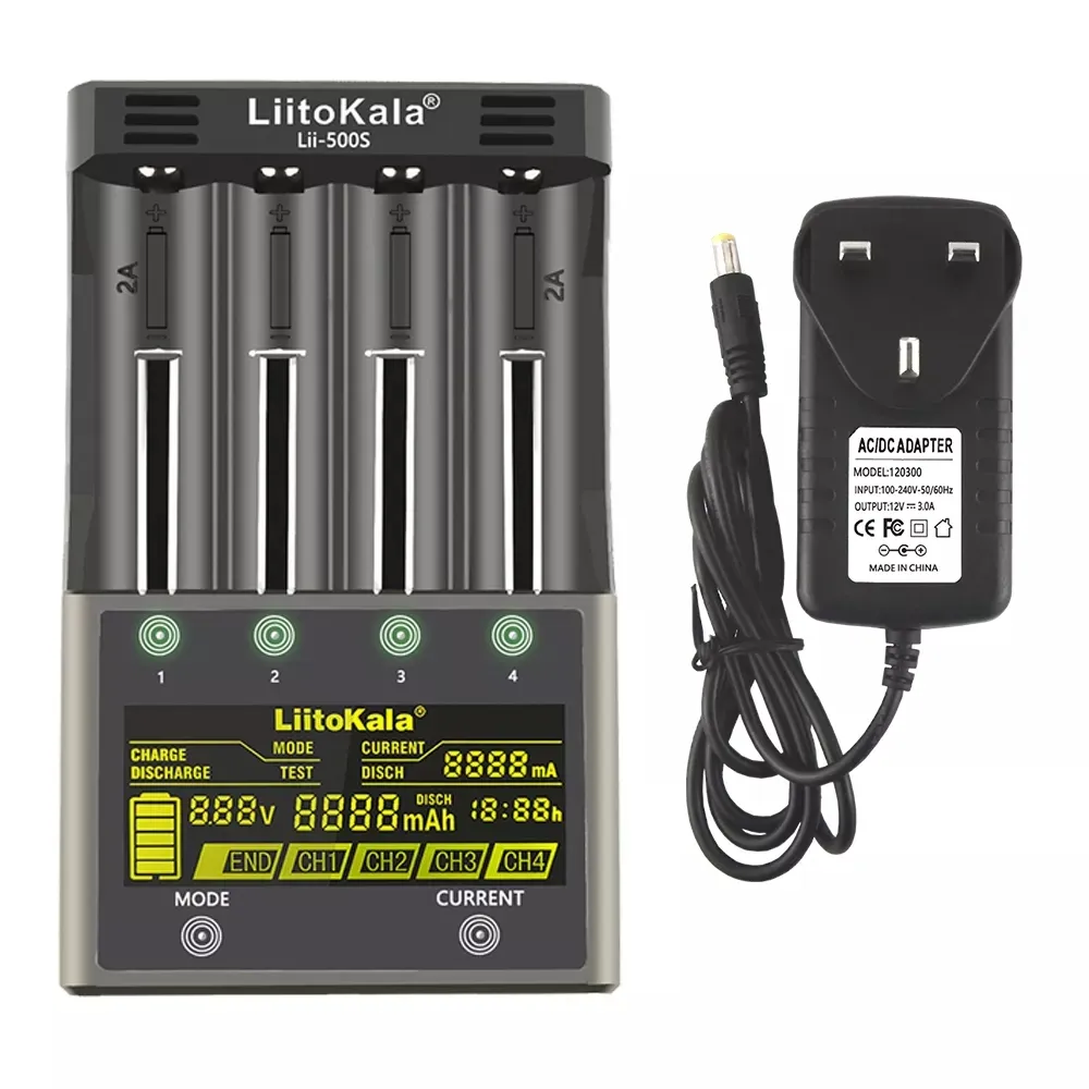 LiitoKala Lii-500S LCD 3.7V 1.2V Pengisi Daya Harga Terbaik untuk Baterai Isi Ulang 18650 26650 21700 Baterai Lithium Ion