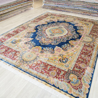 Tapis islamiques 9x12ft Pakistan persan grand tapis de soie chinois oriental bleu et rouge tissé à vendre