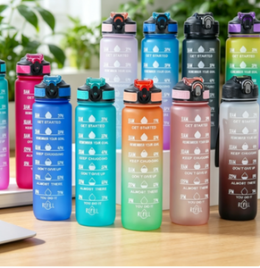 Promotional Drinkware 1L 32 oz Straw Strainer <b>Filter</b> Gym Fitness Sports BPA Free Motivational <b>Water</b> <b>Bottle</b> - Product Image 4