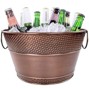 Cubo galvanizado Cubo de hielo <span class=keywords><strong>Taberna</strong></span> antigua Bebida de <span class=keywords><strong>cobre</strong></span> Cubo de hielo Bañera para fiestas Regalos DE BODA Decoración de granja - Product Image 1