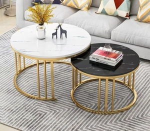 Nodic Durable Metal Round Modern Coffee <b>Table</b> with Storage Space-saving Sofa <b>Side</b> <b>Table</b> for Small Spaces White and <b>Black</b> - Product Image 3