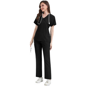 Ensemble de tuniques et de pantalons à col en V avec logo personnalisé, avec poche, uniforme d'infirmière, de médecin, de personnel hospitalier, en polyester, unisexe - Product Image 5