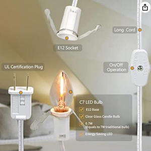 ขั้วหลอดไฟแบบหนีบมาตรฐานอเมริกา E12 C7 สายยาว 1.5 เมตร ขั้วหลอดแบบผีเสื้อ E12 - Product Image 6