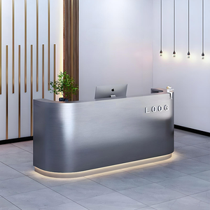 Muebles de Salón Modernos y Sencillos de Acero Inoxidable, Personalizables, Estilo Lujoso, Mostrador Pequeño para Salón de Belleza, Recepción - Product Image 1