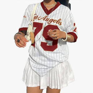 Camiseta Deportiva Vintage Holgada con Cuello en V y Rayas, Manga Corta, Estilo Urbano, Chaqueta de Moda, Top Deportivo, Top de Moda Urbana - Product Image 2