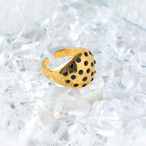 Anillos de moda joyería colorida burbuja circón joyería de compromiso anillo de acero inoxidable chapado en oro - Product Image 2