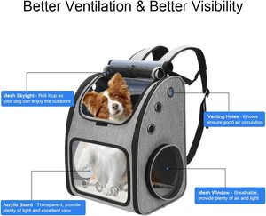 Sac à dos pour chien en maille respirante écologique, polyester/nylon, design imprimé tendance, portable, pour extérieur, transporteur pour chien et chat, vente chaude - Product Image 2