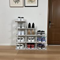 Meuble à chaussures pliable multi-niveaux en plastique, design moderne, organisateur pour espaces étroits, grande capacité, armoire de rangement pour entrée domestique