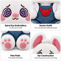 Peluche personnalisée en gros : Lapin personnalisé avec yeux en spirale, oreilles tombantes et patins, conception sur mesure pour commandes en gros