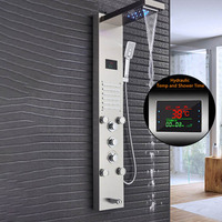 Panneau de douche de luxe en acier inoxydable 304 Système de tour Panneau de douche thermostatique avec jets de massage à cascade