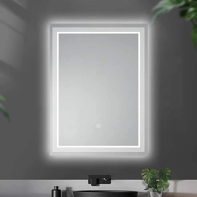 WNIS High Quality Rectangular LED Backlit Bathroom Smart Mirror Touch Screen Illuminated Lighting European Design Graphic Design